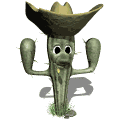 kaktus z fajką w kapeluszu